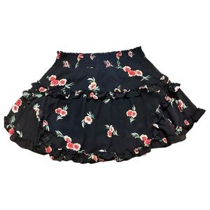 Urban Outfitters Black Floral Skater Skirt – Ruffled & Feminine | Size Medium